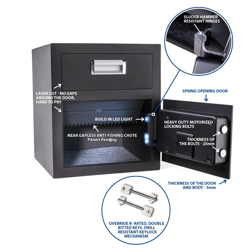 Viking VS-40DS Depository Safe with Keypad Lock Door Open with Features