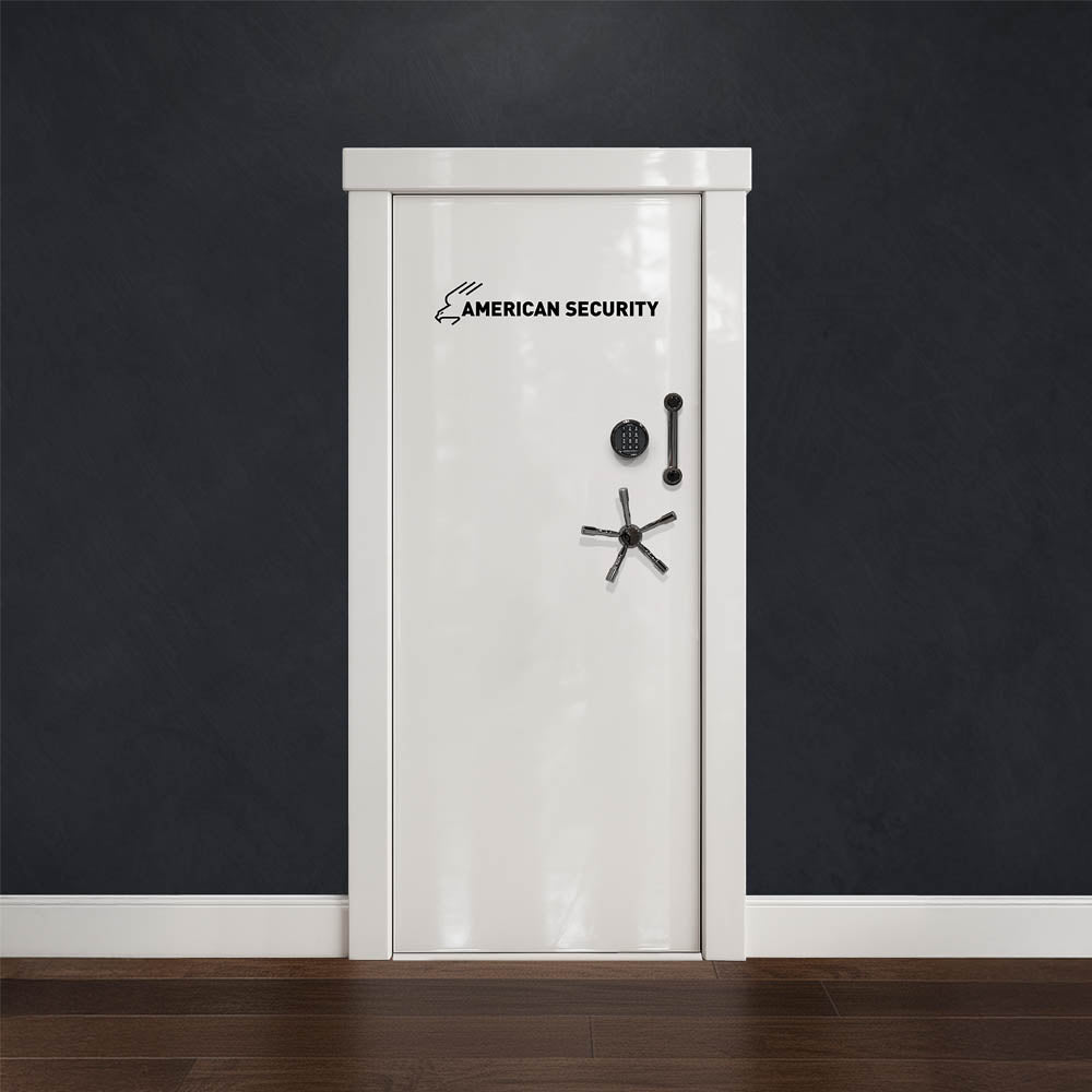 AMSEC V8042BF ProFit In-Swing Vault Door with American Security logo in a modern home entry, luxury security and rapid installation