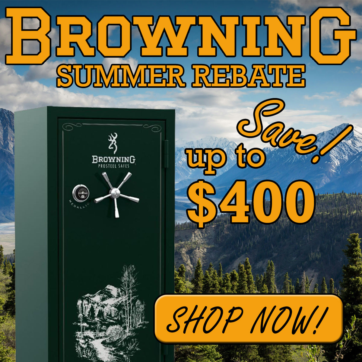 Promotional banner for Browning Safe's Summer Rebate Sale
