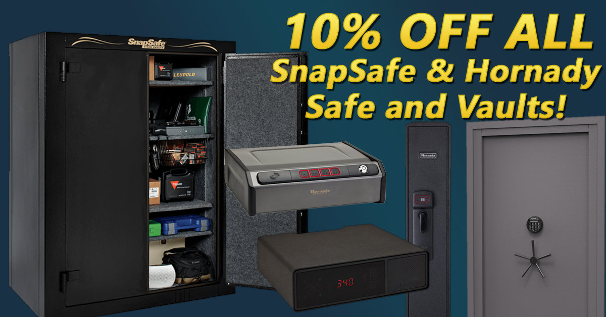 Promotional banner for 10% off all Hornady and SnapSafe products through November 31st, 2025.