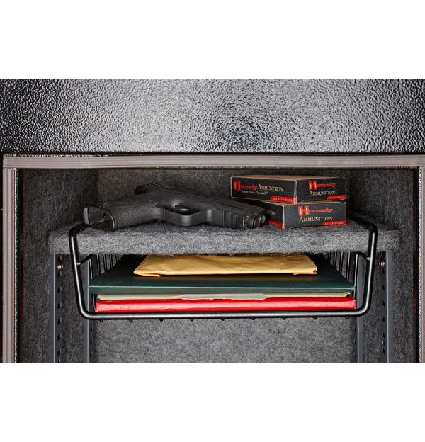 SnapSafe 75850 Gun Safe Accessory Pack Hanging Shelf Basket Installed
