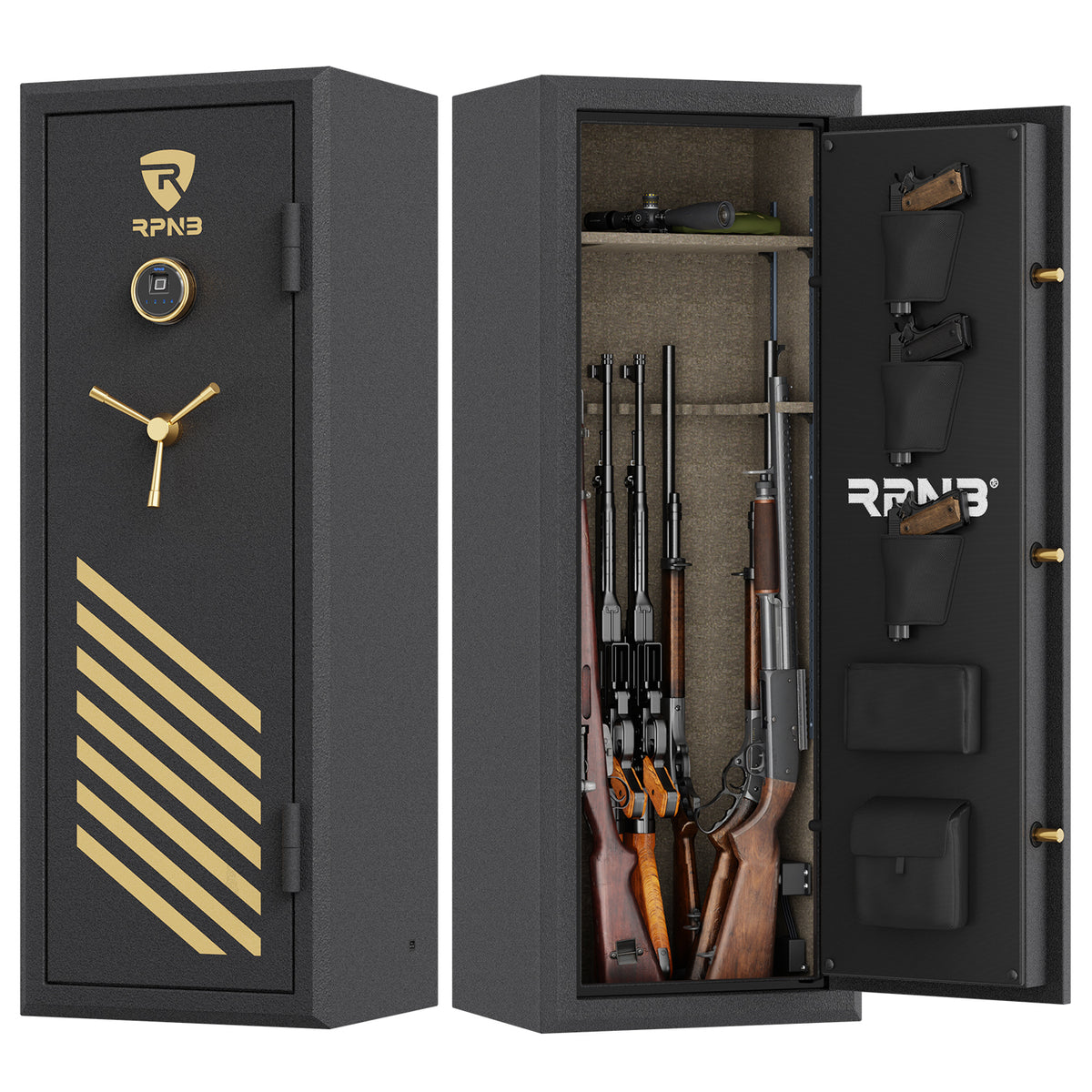 Kaer Gun Safe 10-12 Fingerprint Gun Safe For Rifles And Pistols Biometric Gun Safes For Rifles With Adjustable Gun Racks Gun Safes For Shotguns With Adjustable Shelves Heavy Duty Rifle Safes For Home Kerb1127