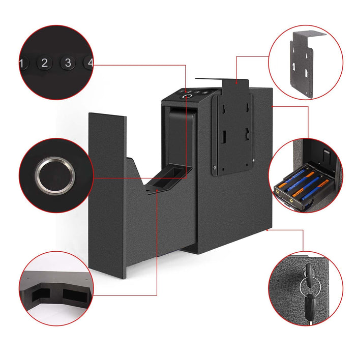 Langger LAPS005 Biometric Slider Handgun Safe for Nightstand Included