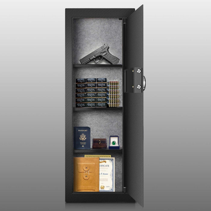 Langger LAWS001 Biometric Wall Gun Safe Inside with Handgun and Ammo