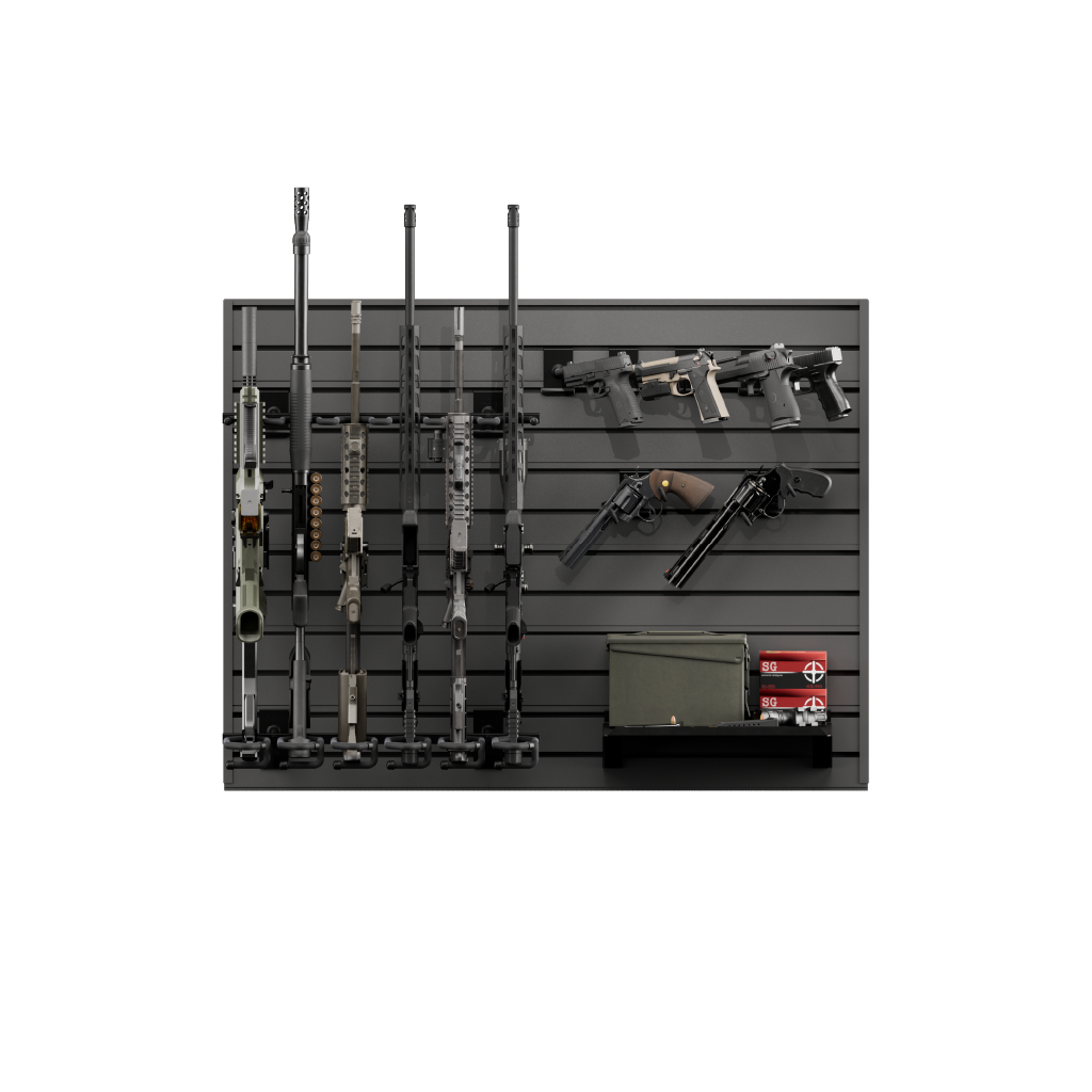 Hold Up Displays Gun Wall Bundle for 6 rifles and 6 pistols HD90 Gunmetal