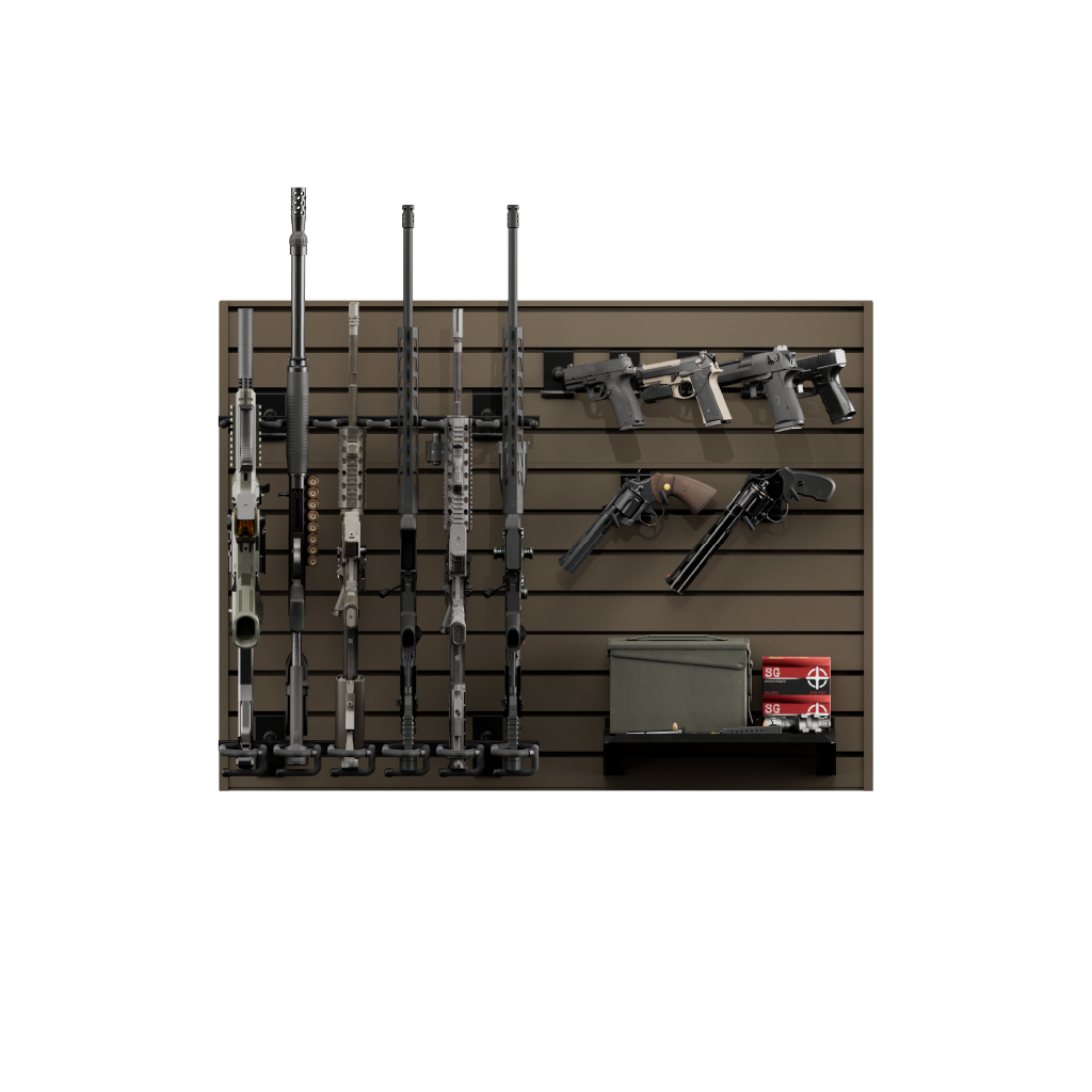 Hold Up Displays Gun Wall Bundle for 6 rifles and 6 pistols HD90 FDE