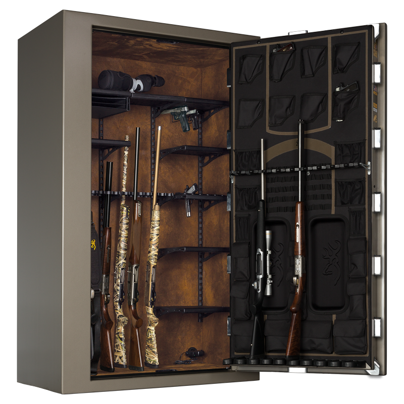 Browning Medallion Series M49T Tall Gun Safe (49-Gun Capacity) Door Open with Rifles