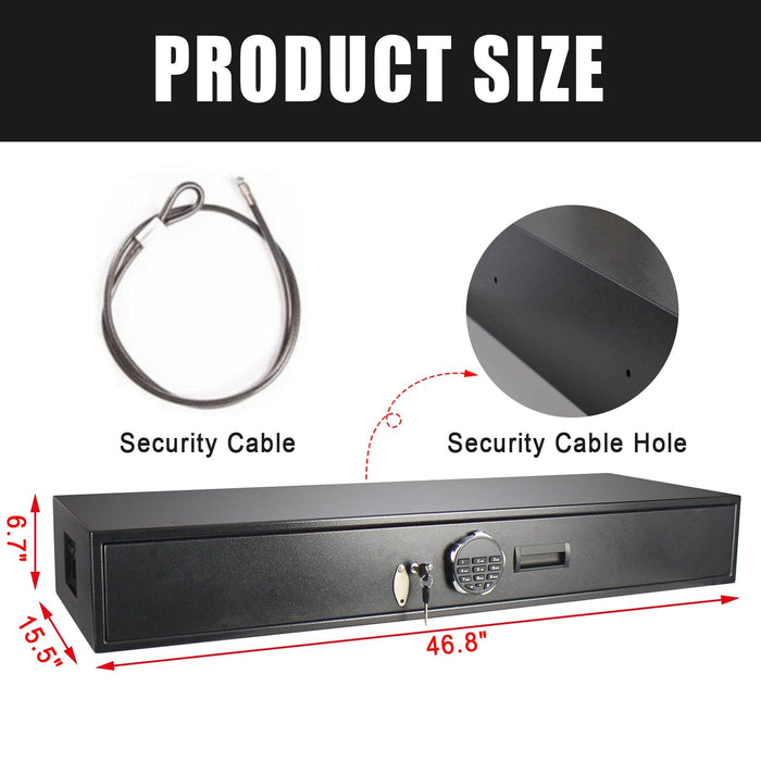 Langger LADS001 Under Bed Drawer Safe for Rifles Dimensions &amp; Security Cable