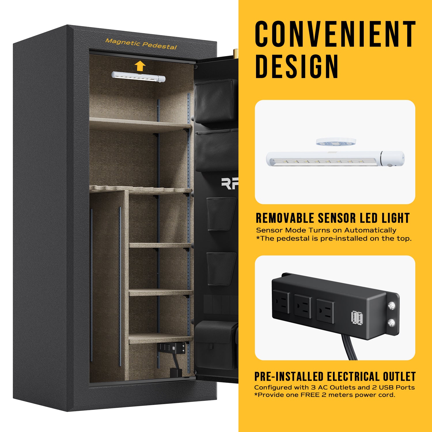 RPNB RPFS30B 30 Gun Fireproof Biometric Gun Safe Black Safe and