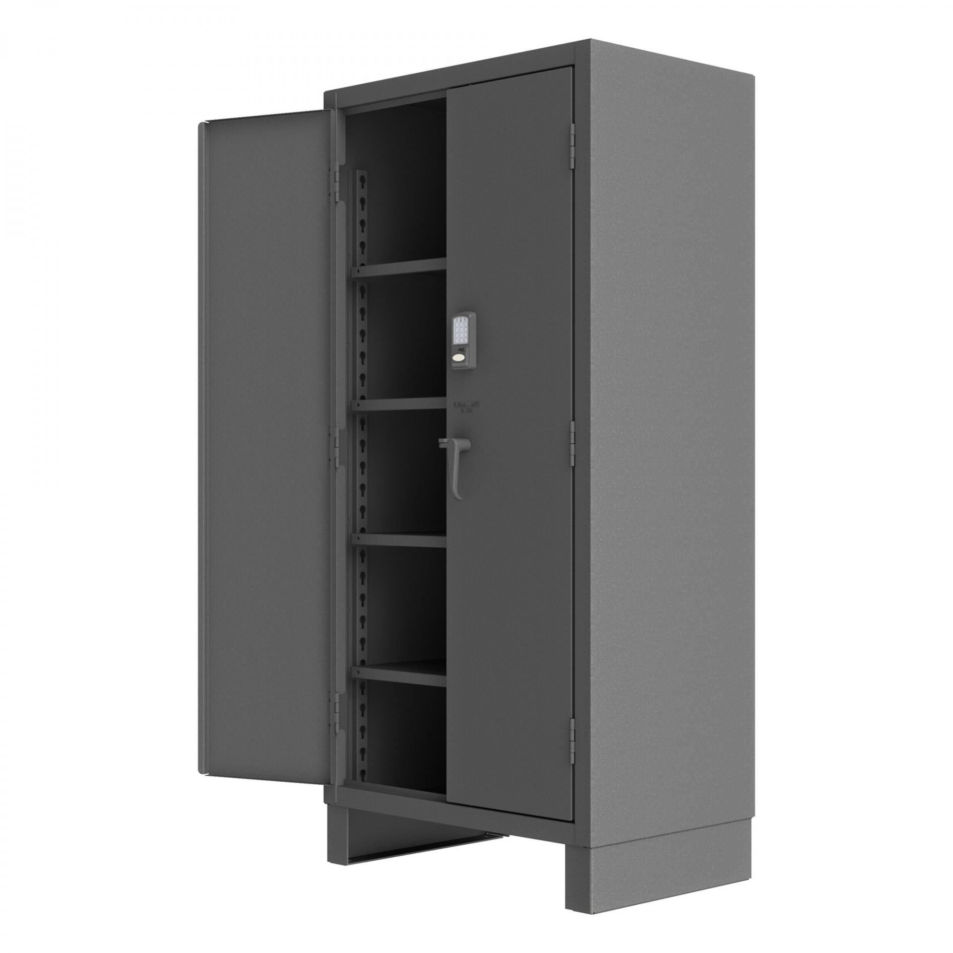 Durham 3702CX-BLP4S-95 14-Gauge Security Access Control Cabinet with 4 Shelves