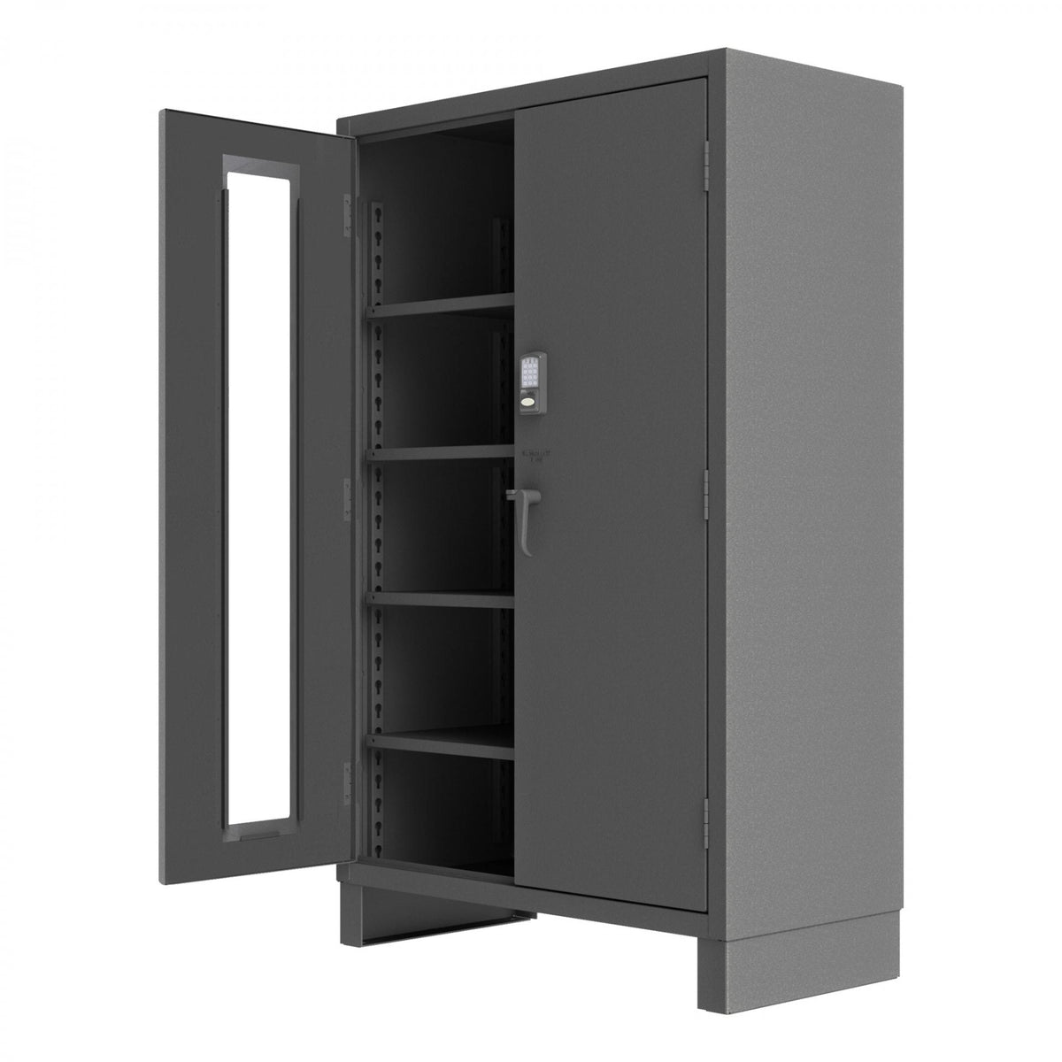 Durham 3703CXC-BLP4S-95 14-Gauge Security Access Control Cabinet Clear Door with 4 Shelves