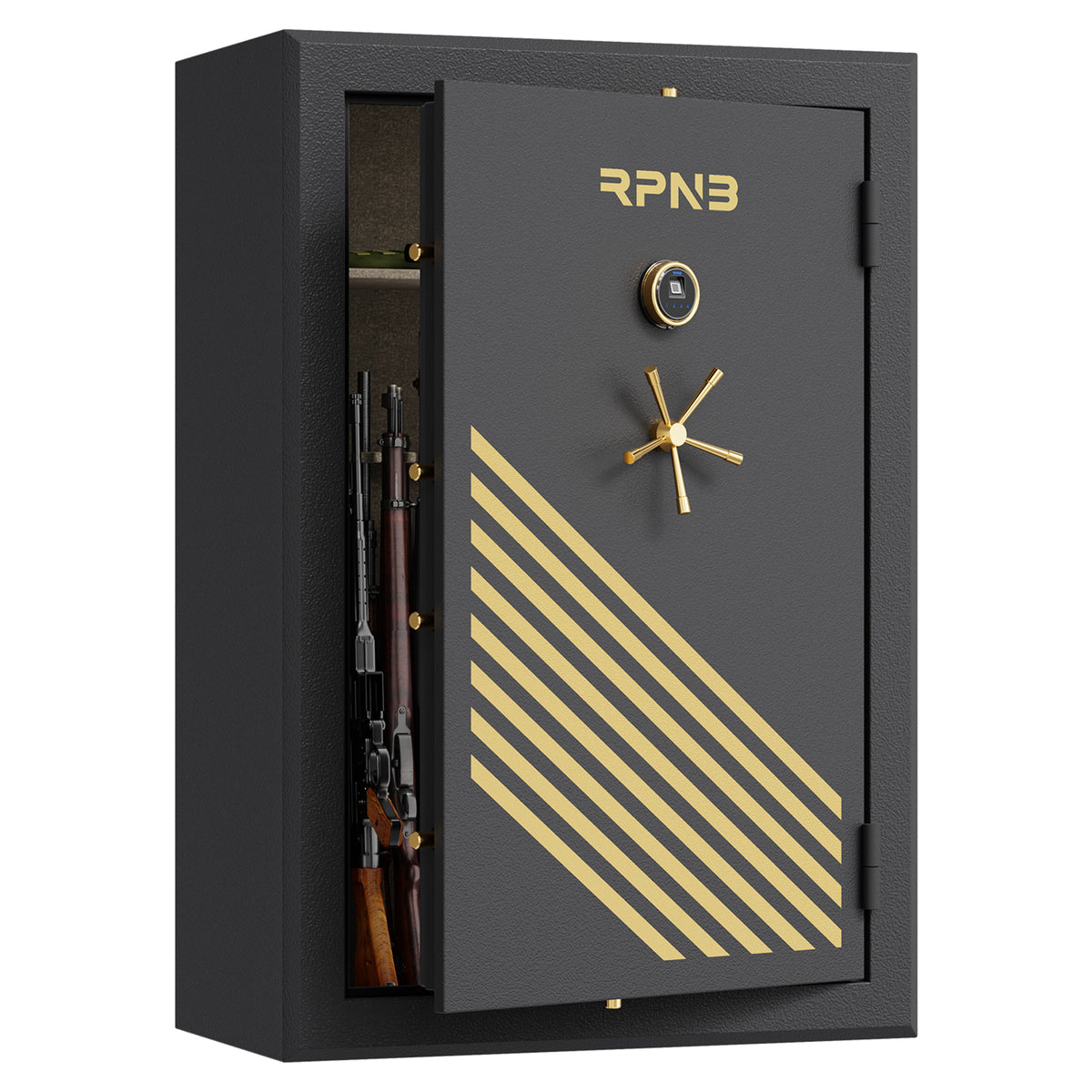 RPNB RPFS45-B 45 Gun Fireproof Biometric Gun Safe Black Door Slightly Open