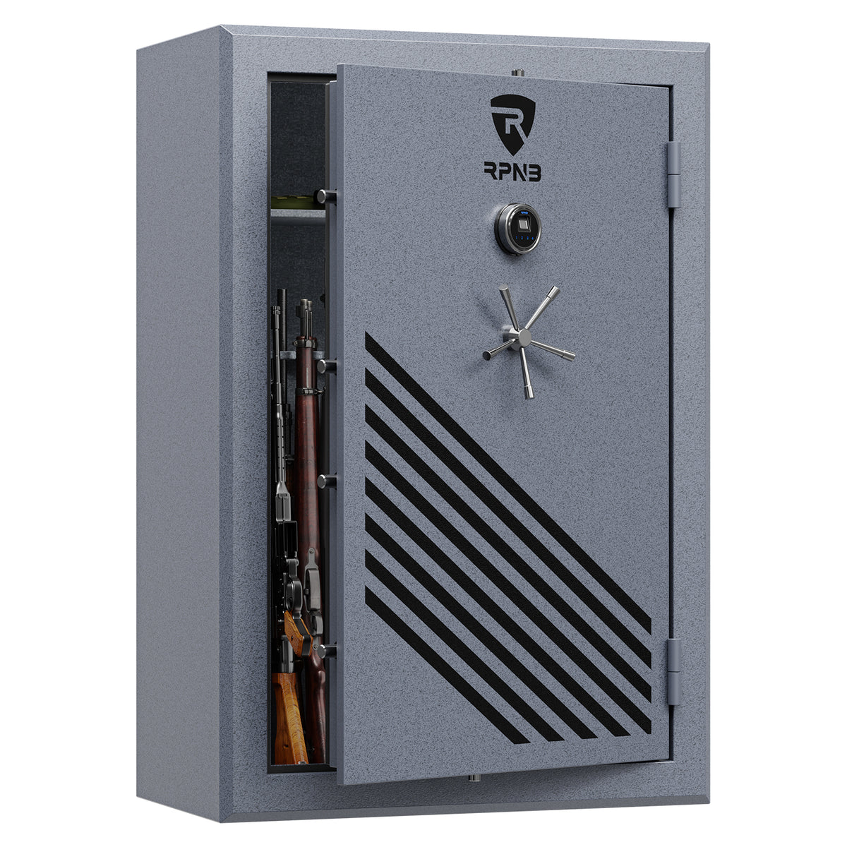RPNB RPFS45-G 45 Gun Fireproof Biometric Gun Safe Grey Door Open