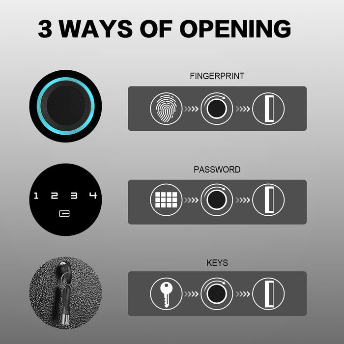 Langger LAWS001 Biometric Wall Gun Safe Three Ways of Opening