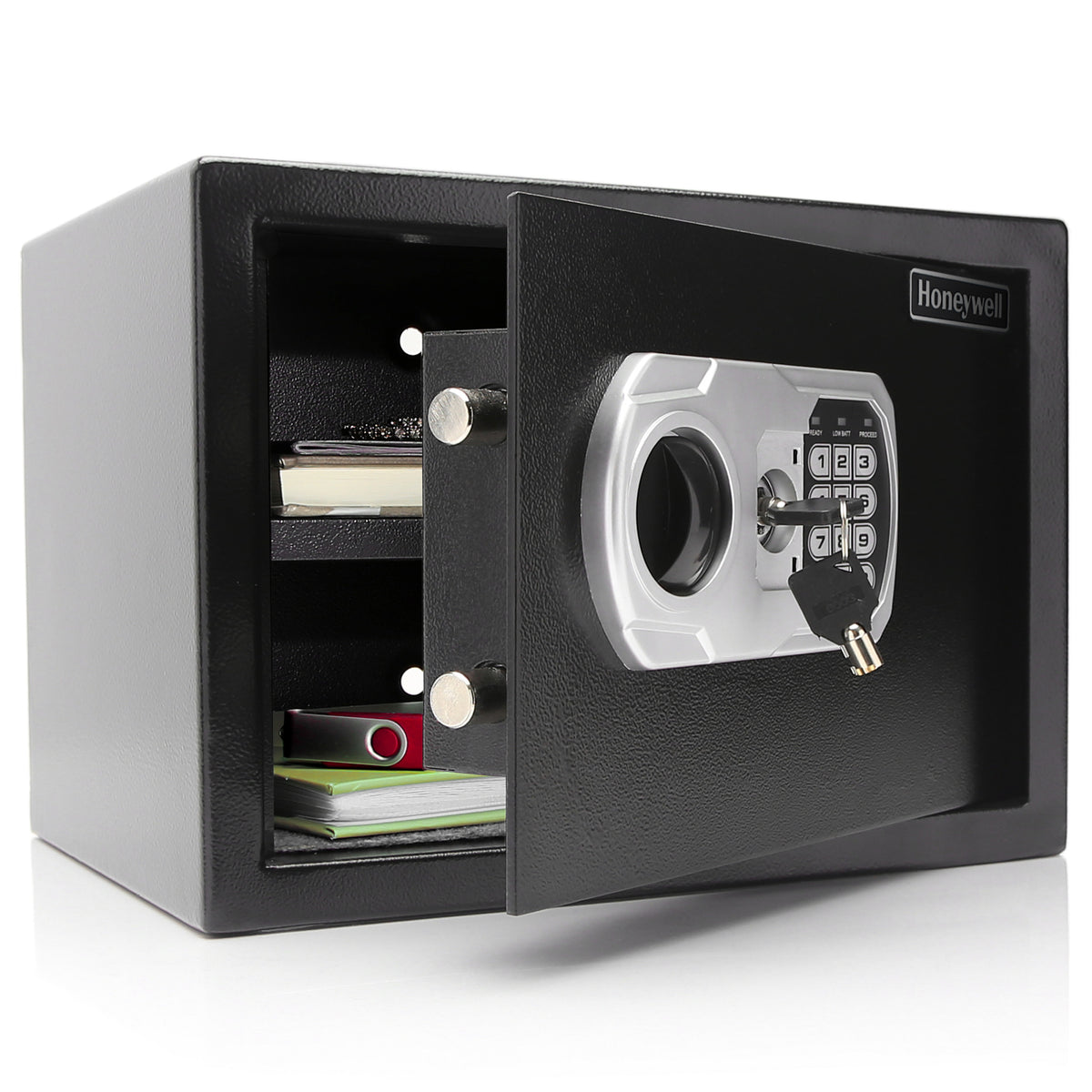 Honeywell 5110 Small Steel Security Safe with Digital Lock Door Open with Key