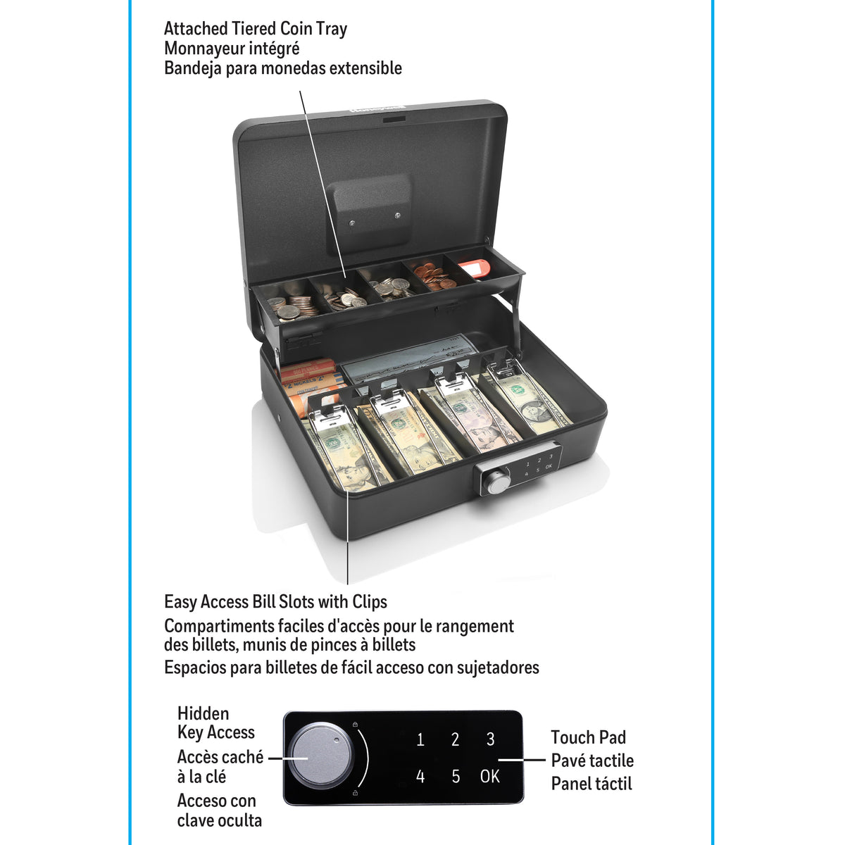 Honeywell 6213DG Digital Tiered Cash Box with Touchpad Lock Overview
