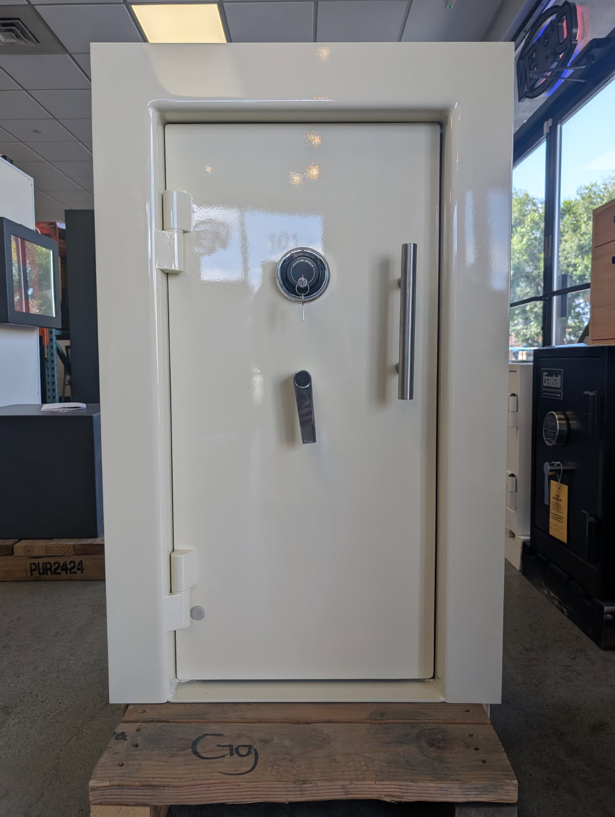 Front view of the Sun Welding Crawl Space vault door.