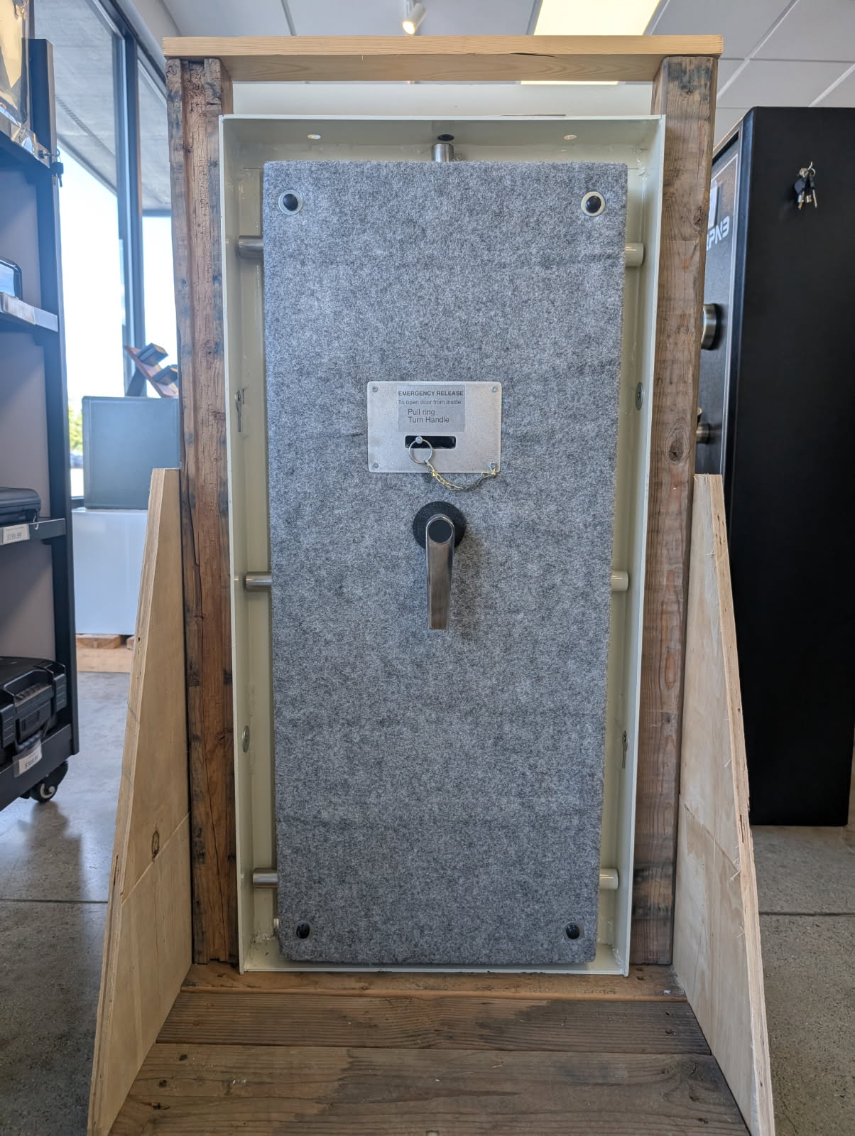 Front view of the Sun Welding Crawl Space vault door.