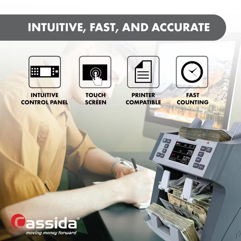 Cassida 9900R Two-Pocket Mixed Denomination Bill Reader Intuitive Fast and Accurate