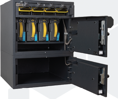 AMSEC BR3123 CashWizard Smart Safe with Four Validators Door Open