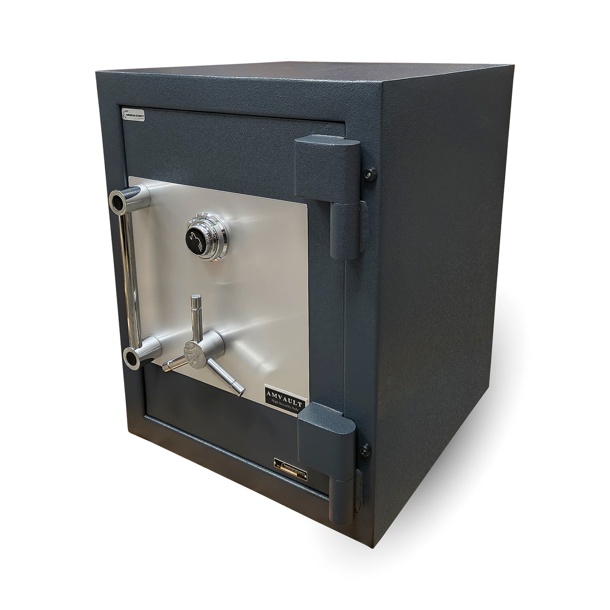 AMSEC American Security AMVAULT CF2518 TL30 high security composite burglar fire rated safe front left closed.