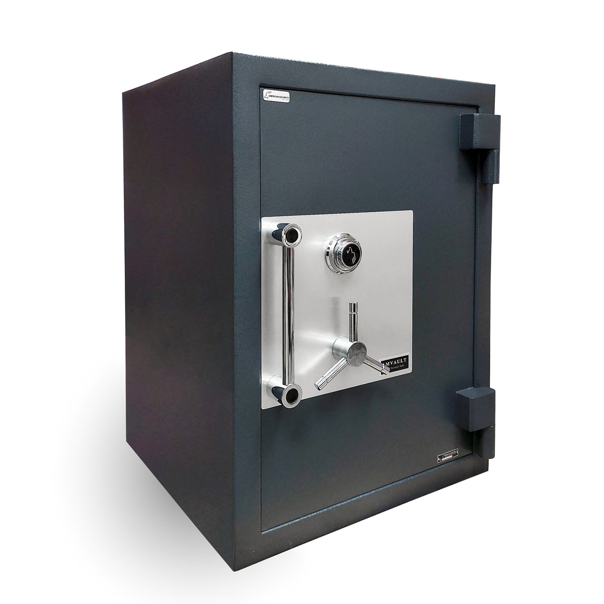 American Security AMSEC AMVAULT CF3524 TL-30 High Security Safe in Charcoal finish front left closed. 