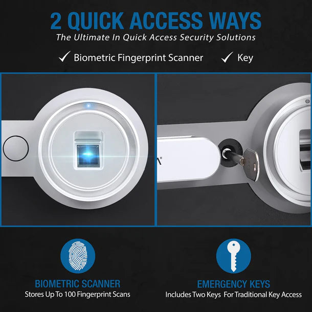 Barska AX13498 Biometric Fireproof Safe - Black Two Quick Access Ways