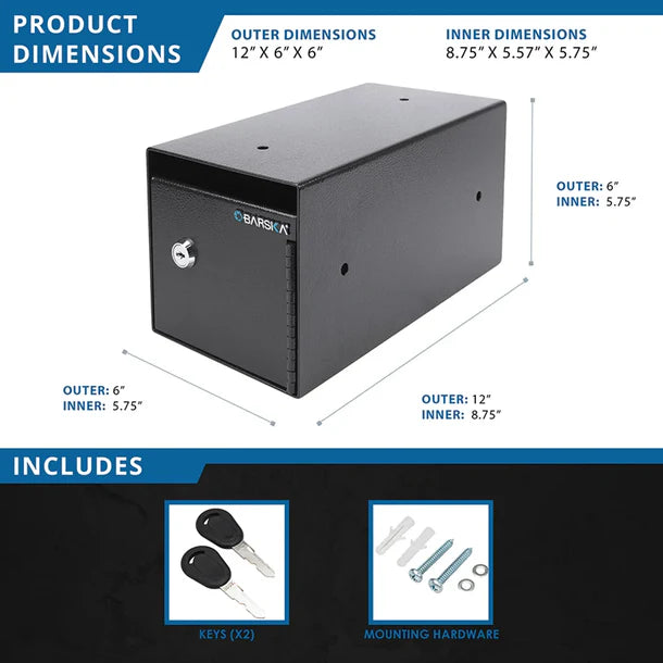 Barska AX13676 Single Key Under Counter Safe Product Dimensions