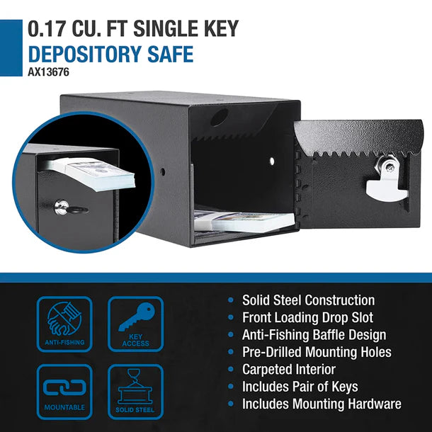Barska AX13676 Single Key Under Counter Safe Specs