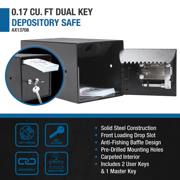 Barska AX13708 Dual Key Under Counter Safe Specs