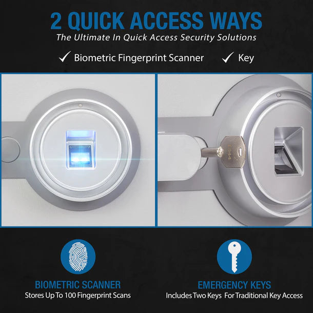 Barska AX13738 Biometric Fireproof Safe - White Two Quick Access Ways