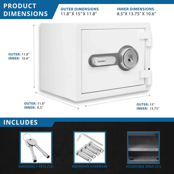 Barska AX13738 Biometric Fireproof Safe - White Product Dimensions