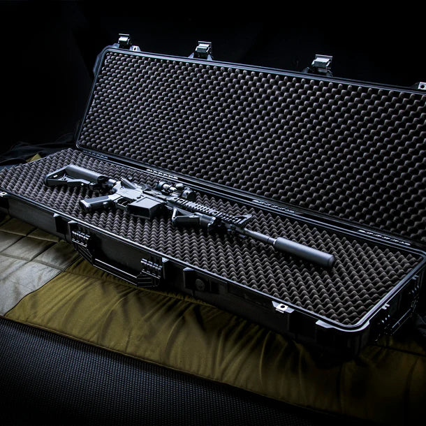 Barska BH12158 Loaded Gear Watertight 53" Hard Rifle Case with Wheels AX-500 Open with Rifle Inside