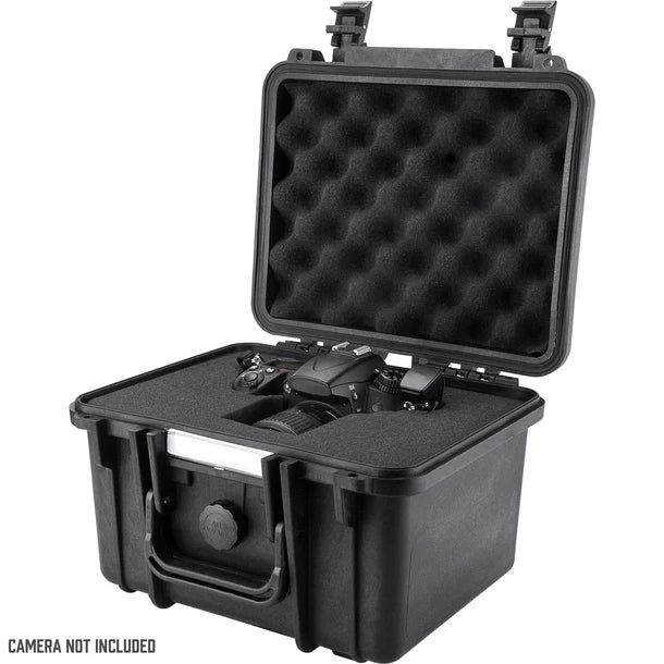 Barska BH12560 Loaded Gear Watertight Protective Hard Case Black HD-150 Open with Camera