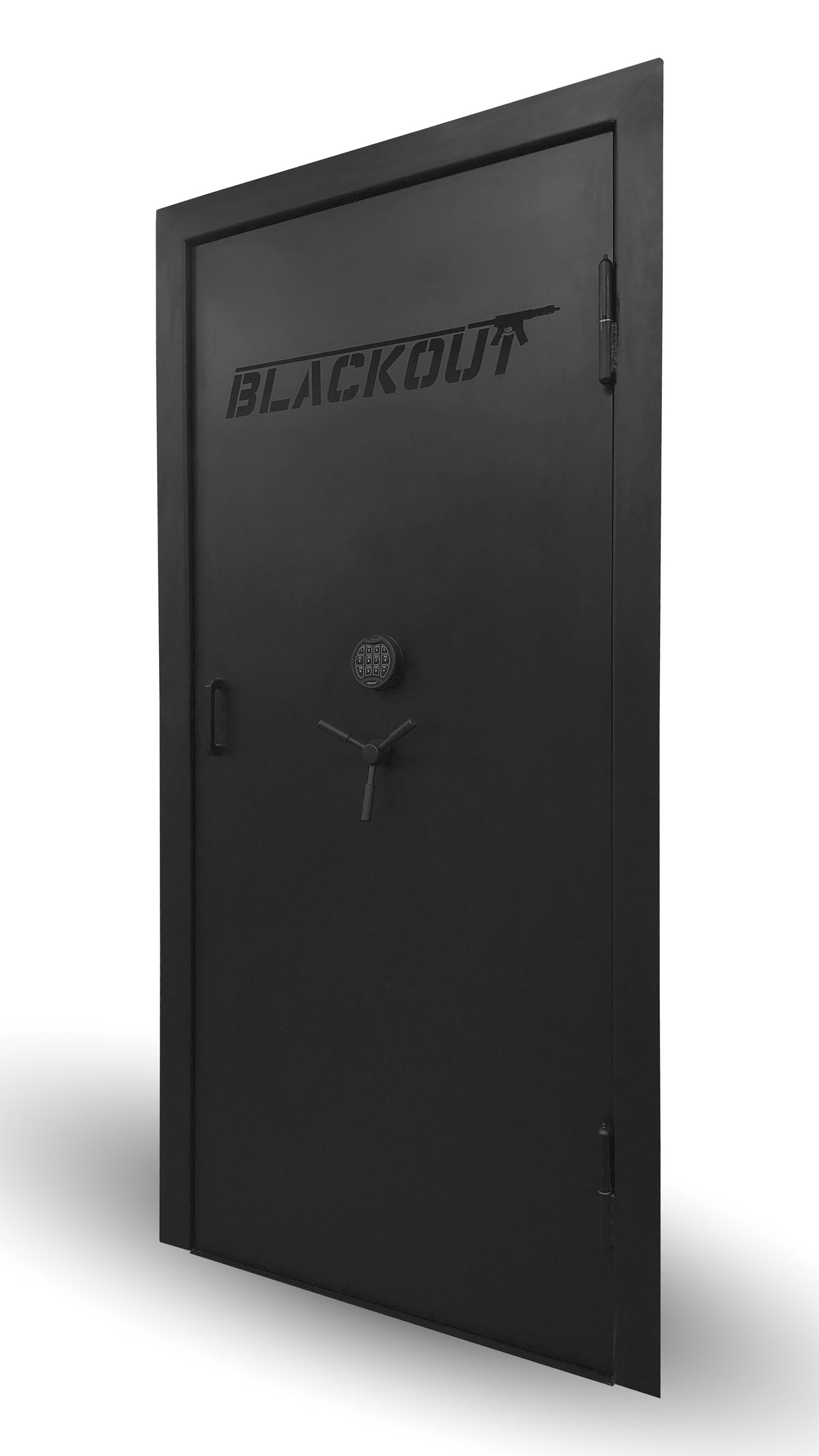 Blackout security door on a white background