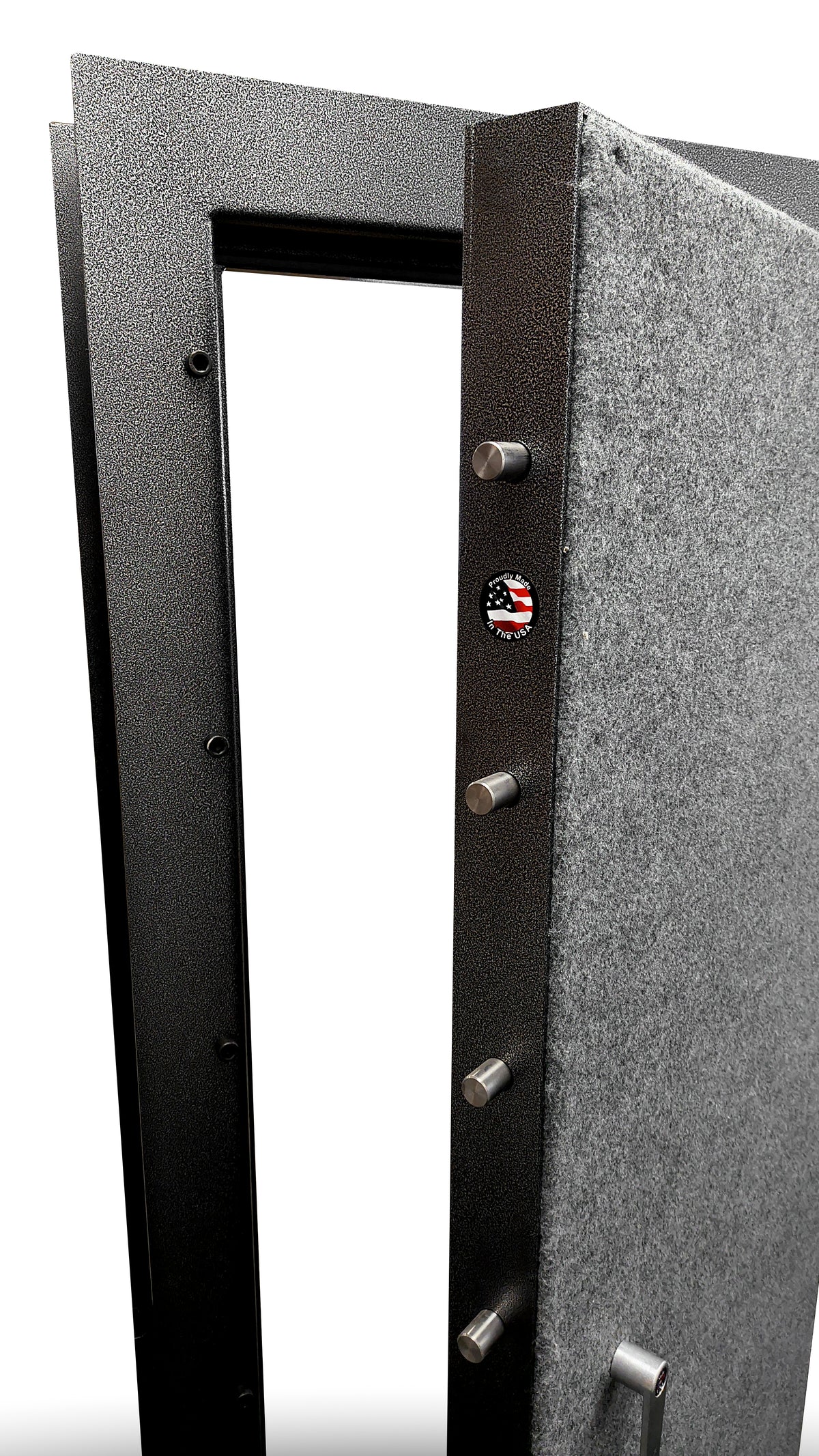 Ironman 8036 Residential Vault Door in swing left hand view of boltwork from inside.