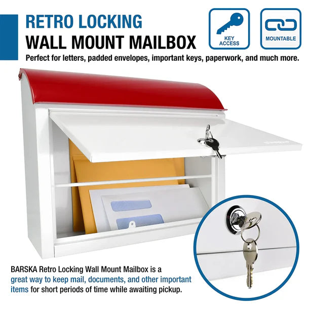 Barska CB13700 Retro Wall Mount Mailbox Features