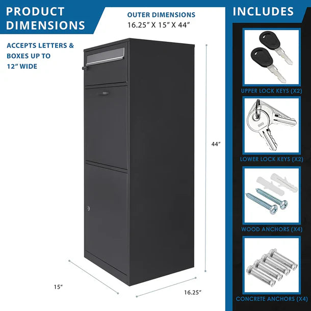 Barska CB13704 Dual Compartment Locking Mail and Parcel Box MPB-700 Product Dimensions
