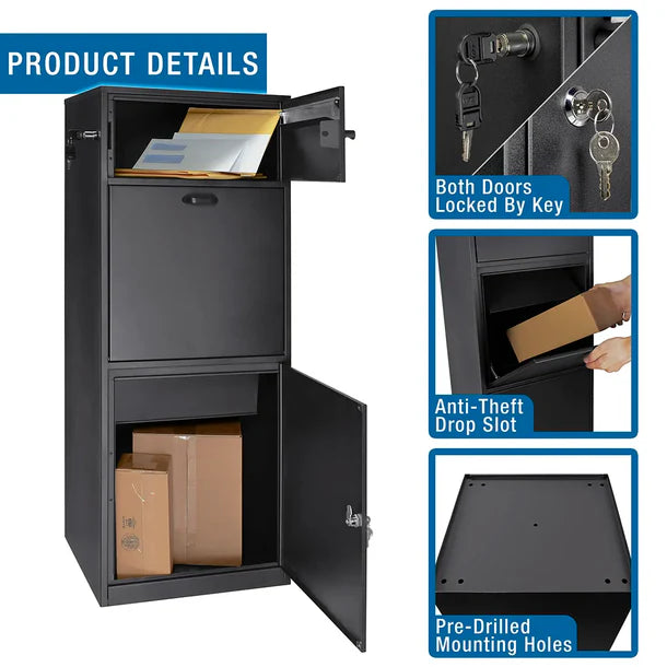 Barska CB13704 Dual Compartment Locking Mail and Parcel Box MPB-700 Product Details