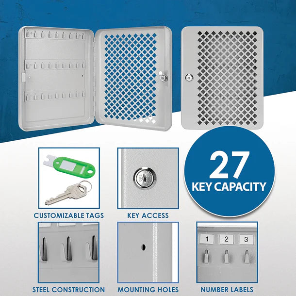 Barska CB13756 27 Capacity Fixed Position Mesh Front Key Cabinet with Key Lock Specs