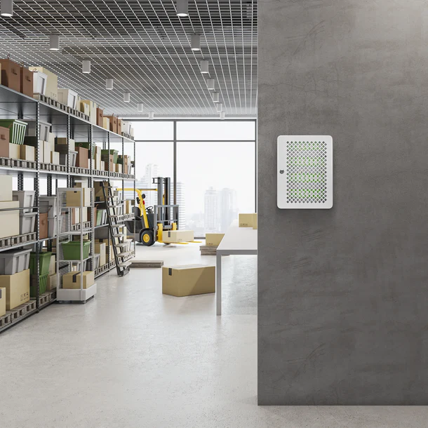 Barska CB13758 40 Capacity Fixed Position Mesh Front Key Cabinet with Key Lock Mounted on Wall in Warehouse