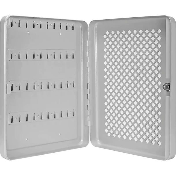 Barska CB13758 40 Capacity Fixed Position Mesh Front Key Cabinet with Key Lock Door Open Empty
