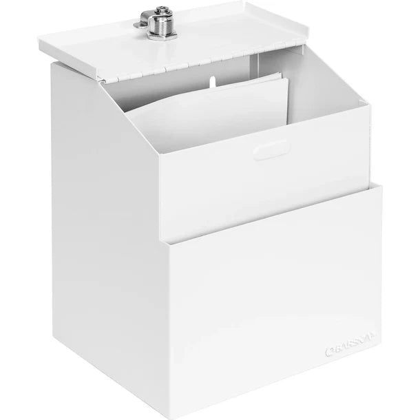 Barska CB14102 Suggestion/Ballot Box with Key Lock and Slot, White Open