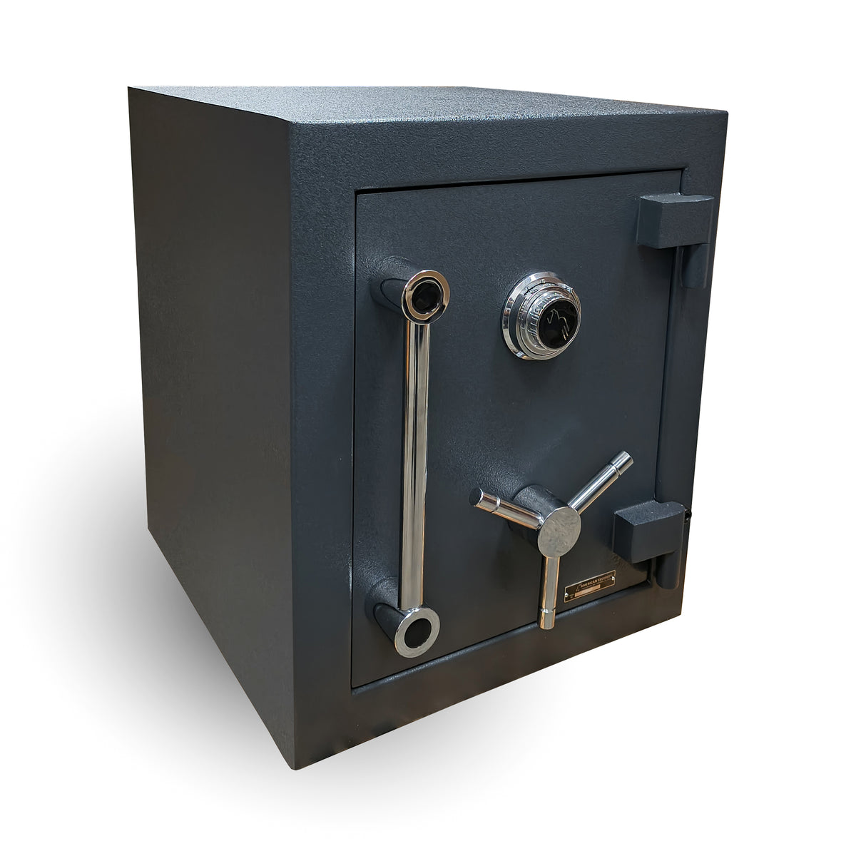 AMSEC American Security AMVAULT CF1814 TL30 high security composite burglar fire rated safe front left closed.