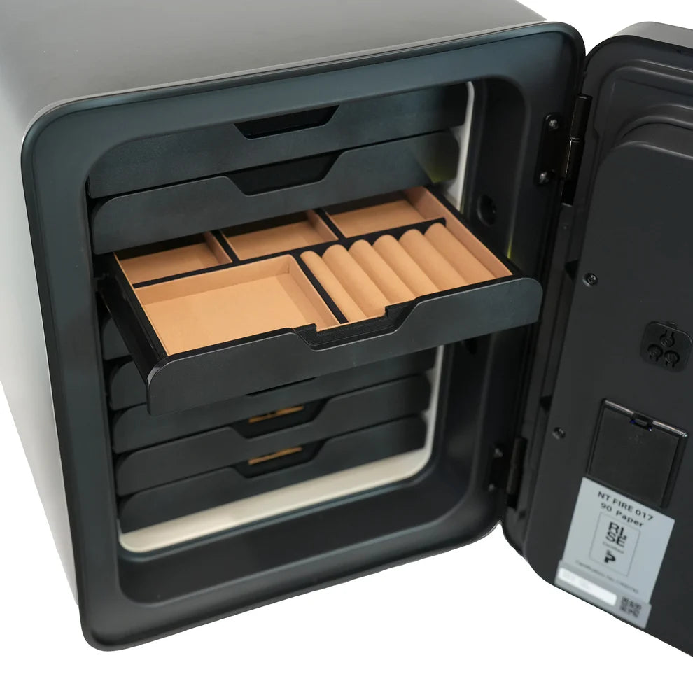 Cocono Chroma 40 Medium Biometric Fireproof Safe (90 Minutes) Drawer Open with Jewelry Drawer