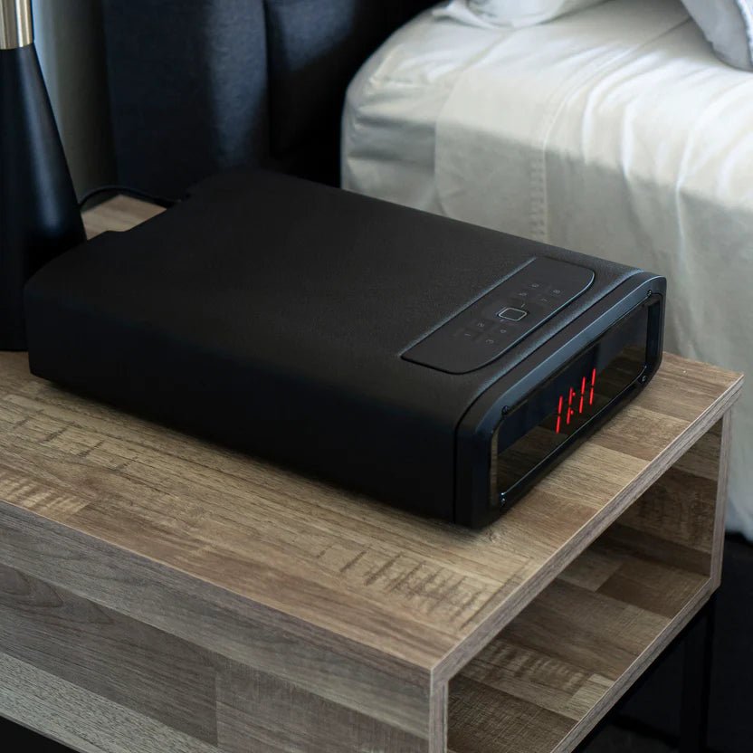Vaultek DSE5i Smart Station Essential Biometric Handgun Safe On Nightstand