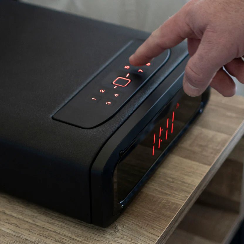 Vaultek DSE5i Smart Station Essential Biometric Handgun Safe Finger Pressing Numbers
