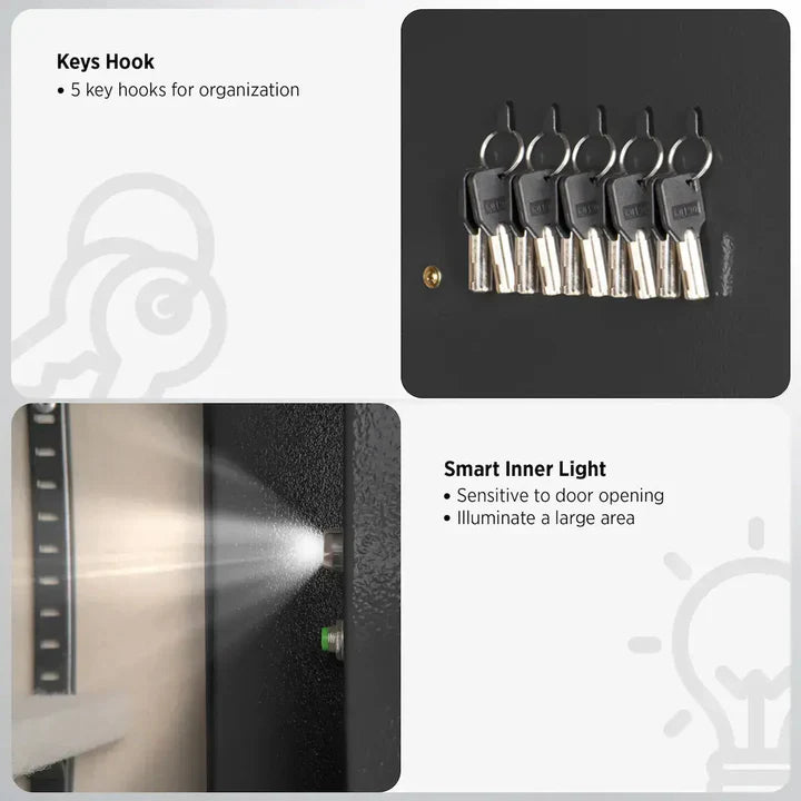 IslandSafe DSR45-BLK DataSavior Spacious Office Safe Key Hook & Light