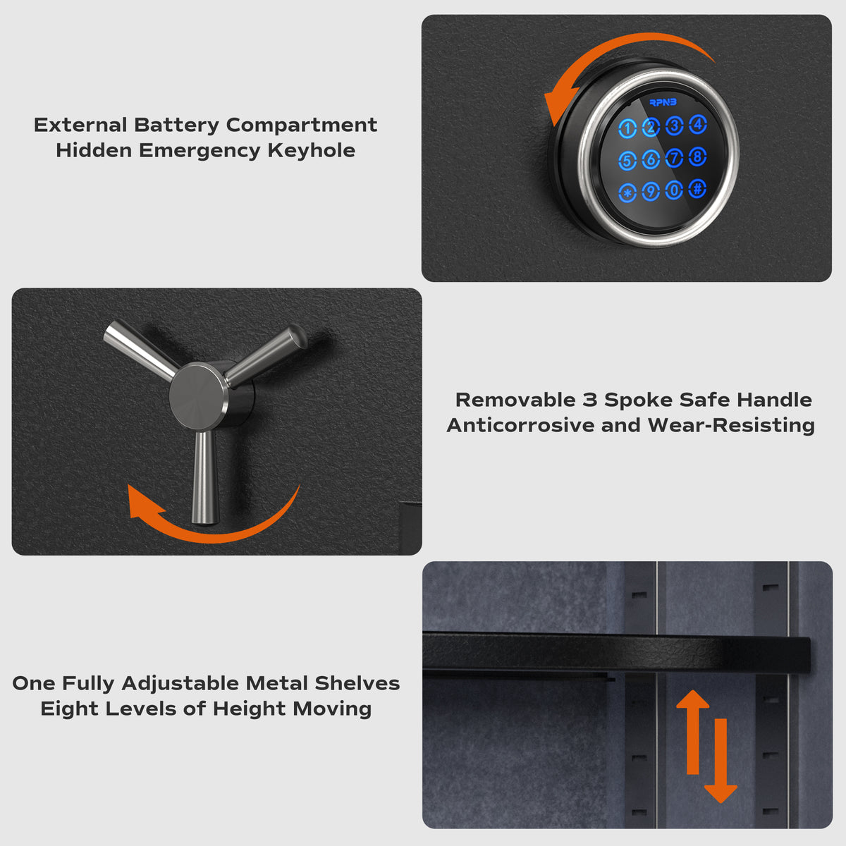 RPNB RPEFS50 High Capacity Digital Keypad Fireproof Safe Options