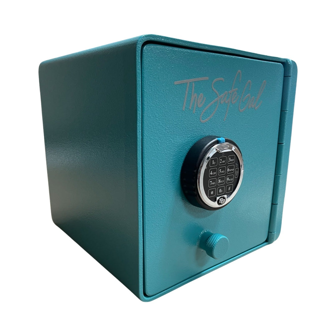 Kaynine Cube Safe Burglary Rated 12x12x12 Turquoise Angled 2